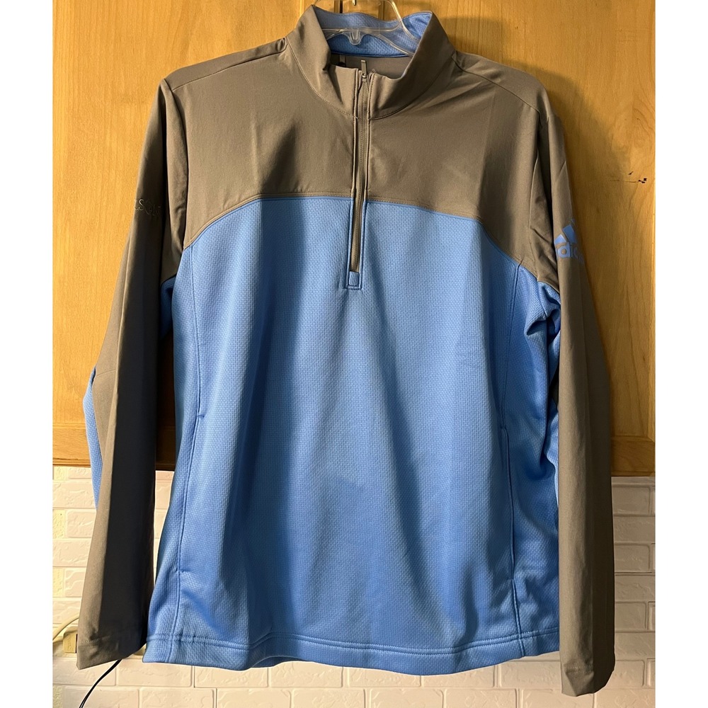 Adidas 1/4‎ Zip Pullover Mens Large Blue Grey Performance Golf Top